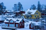 Schwedisches Dorf im Winter